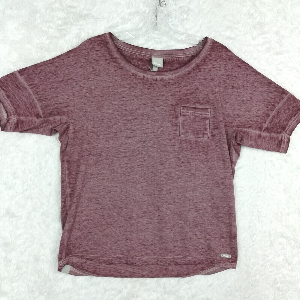 Bench Womens Shirt Short Sleeve Tee Burgundy Heather Downtown Round Hem S New